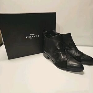 Coach Women's Suffolk Patchwork Pointed Toe Leather Ankle Boots